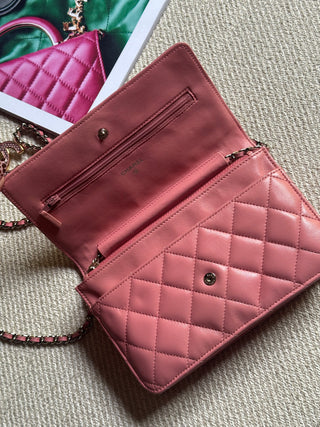 Chanel Wallet On Chain Rose