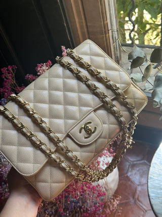 Chanel Timeless Jumbo Beige Caviar