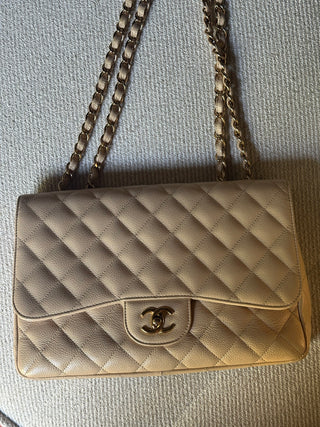 Chanel Timeless Jumbo Beige Caviar