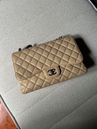 Chanel Timeless Jumbo Beige Caviar
