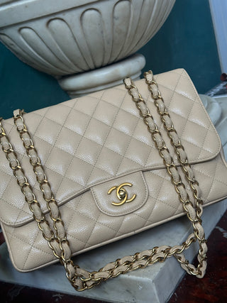 Chanel Timeless Jumbo Beige Caviar
