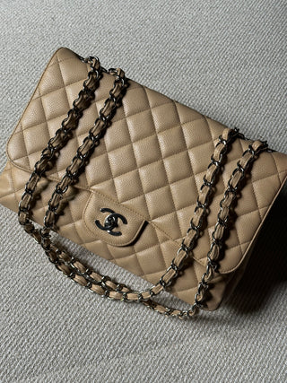 Chanel Timeless Jumbo Beige Caviar