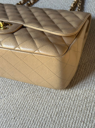 Chanel Timeless Jumbo Beige Caviar