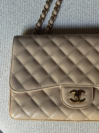 Chanel Timeless Jumbo Beige Caviar