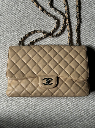 Chanel Timeless Jumbo Beige Caviar