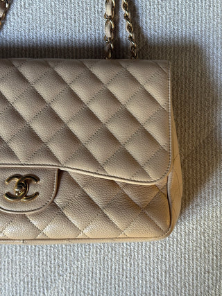 Chanel Timeless Jumbo Beige Caviar