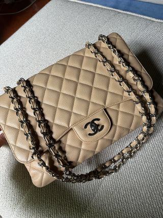 Chanel Timeless Jumbo Beige Caviar