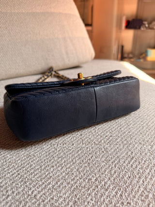 Chanel Mini Rectangle Chevron Bleu