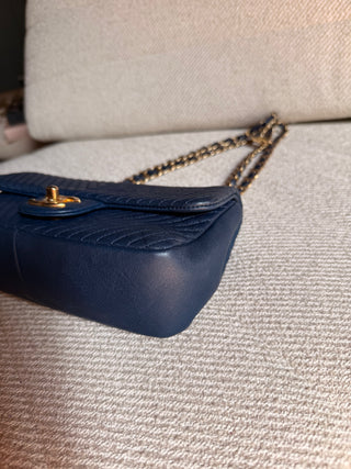 Chanel Mini Rectangle Chevron Bleu