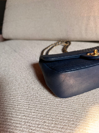Chanel Mini Rectangle Chevron Bleu