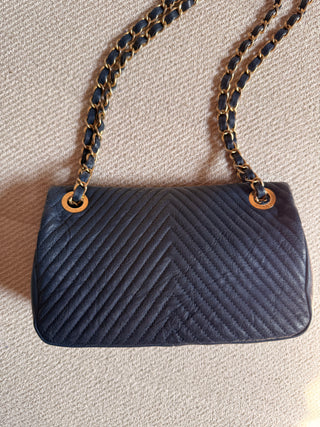 Chanel Mini Rectangle Chevron Bleu