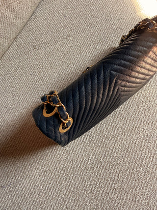 Chanel Mini Rectangle Chevron Bleu