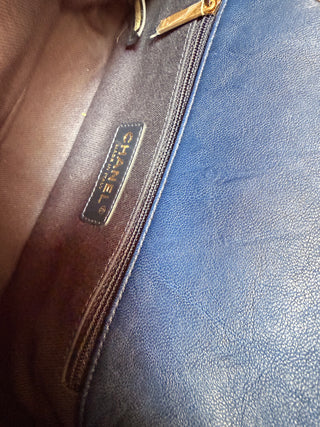 Chanel Mini Rectangle Chevron Bleu