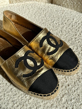 Espadrille en toile Chanel doré