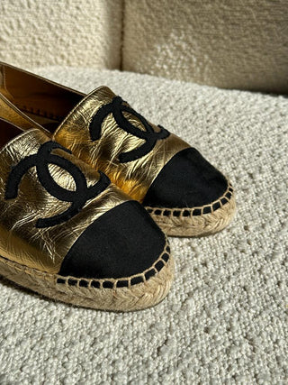 Espadrille en toile Chanel doré